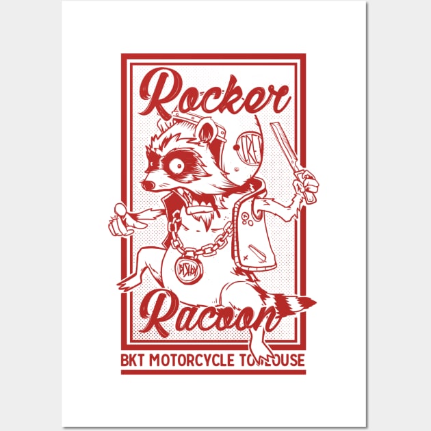 Rocker racoon -RED- Wall Art by Bishok